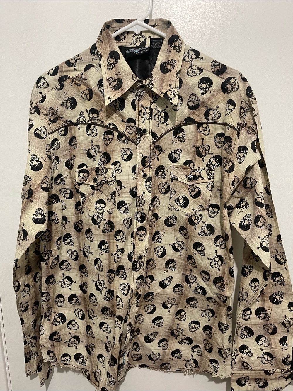 Fender Beige and Black Skull-Print Western Shirt